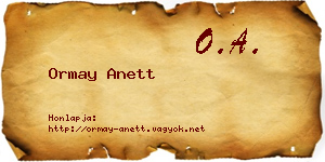 Ormay Anett névjegykártya