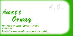 anett ormay business card